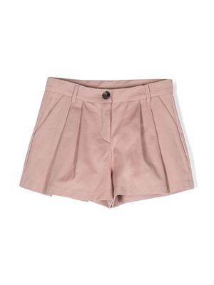 Douuod Kids pleat-detail stretch-cotton shorts - Pink
