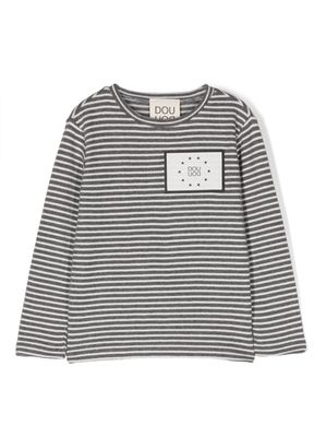 Douuod Kids Promoteo striped cotton T-shirt - Grey
