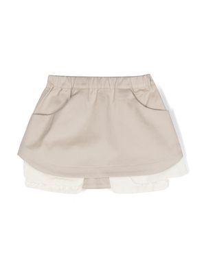 Douuod Kids raw-cut layered cotton skirt - Neutrals