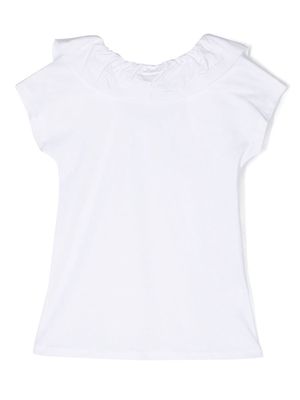 Douuod Kids ruffled-collar cotton T-shirt - White