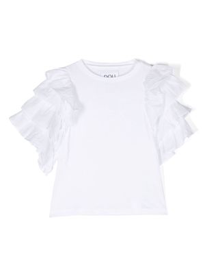 Douuod Kids ruffled-detail cotton T-shirt - White