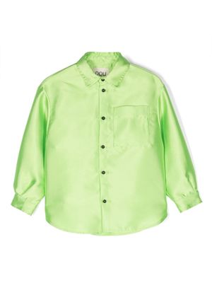Douuod Kids satin-finish long-sleeve shirt - Green