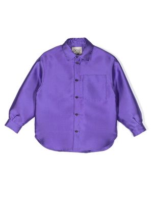 Douuod Kids satin-finish long-sleeve shirt - Purple