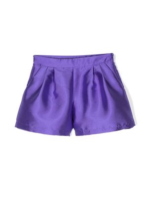 Douuod Kids satin pleated mini shorts - Purple