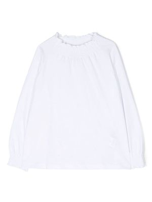 Douuod Kids shirred-collar cotton T-shirt - White