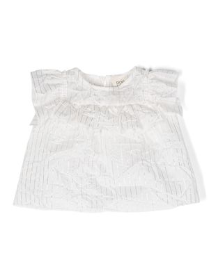 Douuod Kids stripe-detailing short-sleeve blouse - White