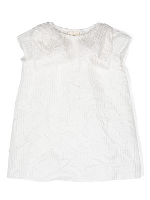 Douuod Kids stripe-detailing short-sleeve dress - White