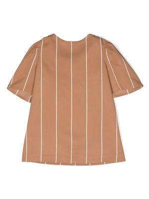 Douuod Kids stripe-pattern short-sleeve dress - Brown