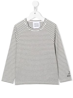 Douuod Kids stripe-print long-sleeve T-shirt - White