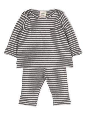 Douuod Kids striped knitted tracksuit - Grey