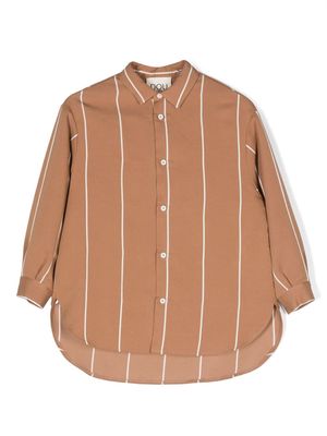 Douuod Kids striped long-sleeved shirt - Brown