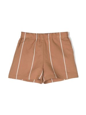 Douuod Kids striped straight-leg shorts - Brown