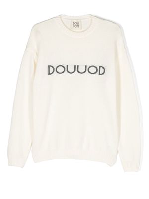 Douuod Kids TEEN intarsia-knit logo jumper - Neutrals