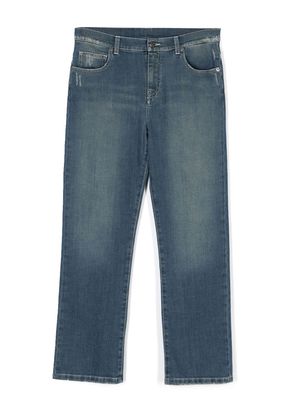 Douuod Kids TEEN low-rise straight-leg jeans - Blue