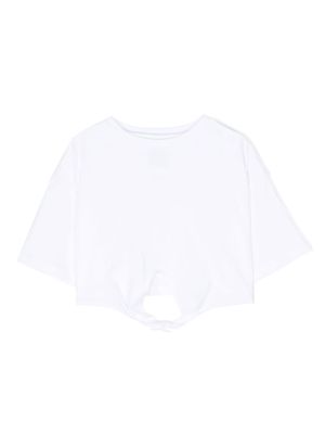 Douuod Kids tied-waist cropped T-shirt - White