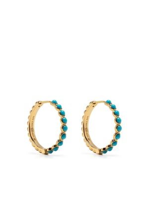 DOWER AND HALL medium Azure turquoise huggie hoops - Gold