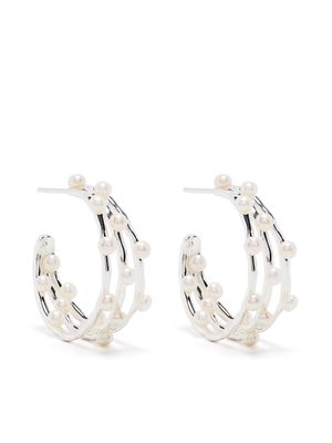 DOWER AND HALL medium Waterfall pearl-embellished earrings - Silver