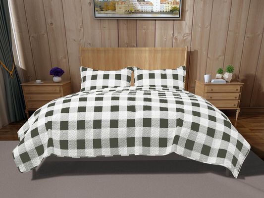 Down Home Buffalo Check Quilt Set in Grey/White Full Queen