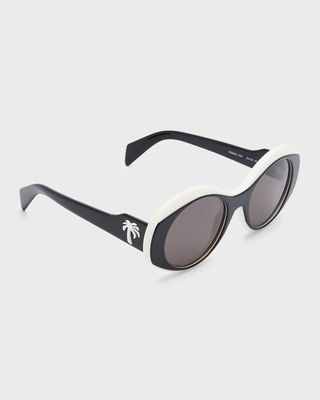 Doyle Black & White Acetate Oval Sunglasses