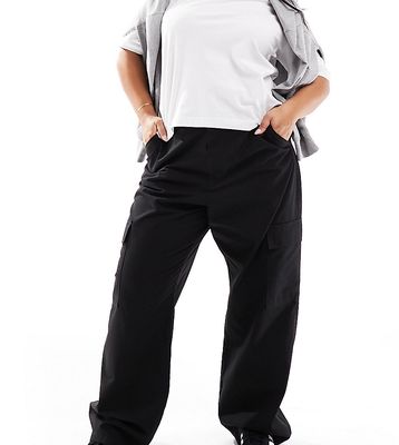 Dr Denim Plus Donna wide straight fit cargo pants in black
