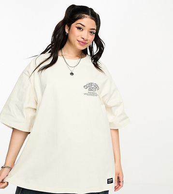 Dr Denim Plus oversized tee with back print in ecru-White