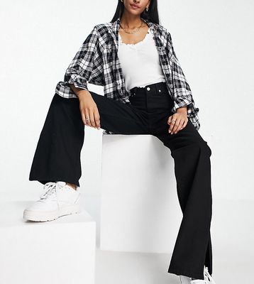 Dr Denim Tall Echo sky high wide leg jeans with shoe slit in black