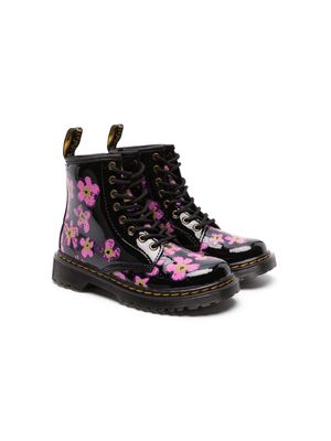 Dr. Martens Kids floral-print lace-up boots - Black