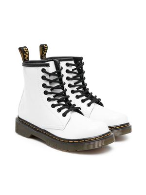 DR. MARTENS KIDS lace-up leather boots - White