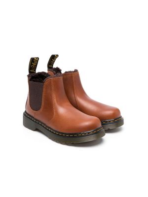 Dr. Martens Kids logo pull-tab leather boots - Brown