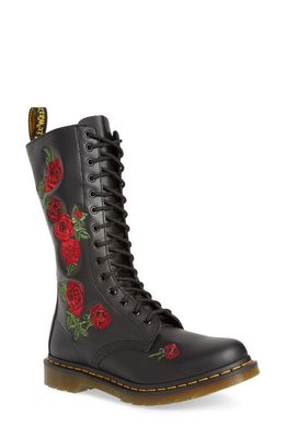 Dr. Martens Vonda Lace-Up Boot in Black Softy Embroidery