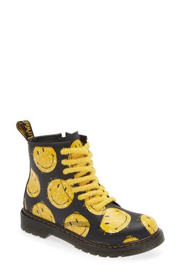 Dr. Martens x Smiley Kids' 1460 Pascal Boot in Black Hydro Scribble Smiley