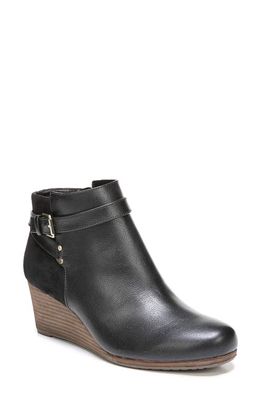 Dr. Scholl's Double Wedge Bootie in Black Faux Leather