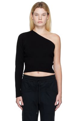 DRAE Black Asymmetric-Sleeve Sweater