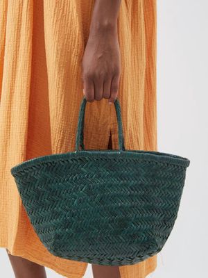 Dragon Diffusion - Triple Jump Small Woven-leather Basket Bag - Womens - Dark Green