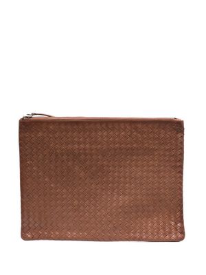 DRAGON DIFFUSION woven leather clutch bag - Brown