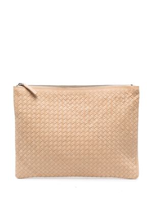 DRAGON DIFFUSION woven leather clutch bag - Neutrals