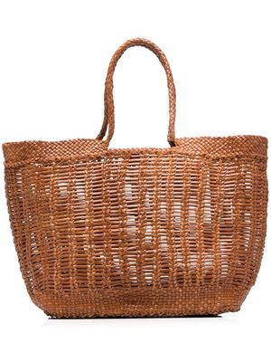 DRAGON DIFFUSION woven-wicker design tote bag - Brown