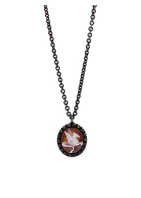 Dragon Sterling Silver & 0.20 TCW Black Diamond Pendant Necklace
