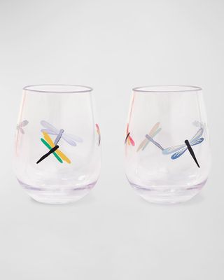 dragonfly flight acrylic stemless wine glass set
