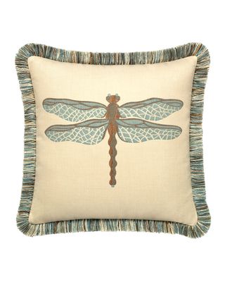 Dragonfly Sunbrella Pillow, Light Blue