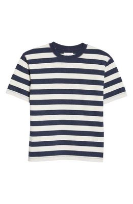 Drake's Block Stripe Cotton Hiking T-Shirt in Blue /White