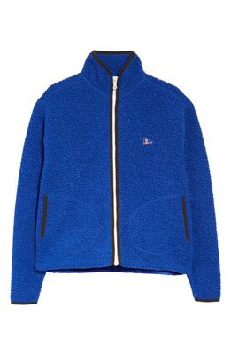 Drake's Bouclé Fleece Zip Jacket in Blue