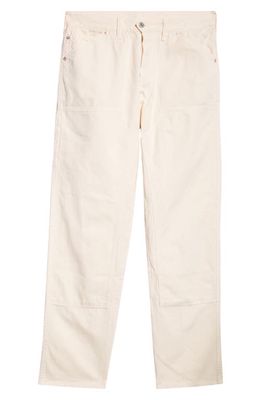 Drake's Cotton & Linen Canvas Carpenter Pants in Ecru