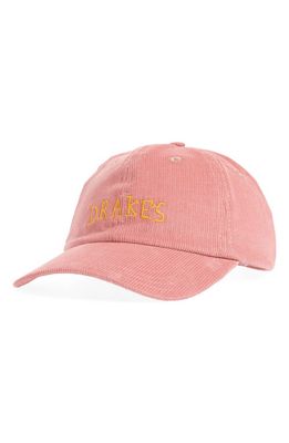 Drake's Embroidered Logo Corduroy Baseball Cap in Pink