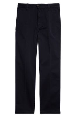 Drake's Flat Front Peached Cotton Chino Pants in Dark Navy