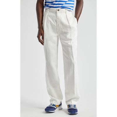 Drake's Games Pleated Linen Pants in Oyster 