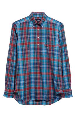 Drake's Madras Plaid Button-Down Popover Shirt in Blue/Red