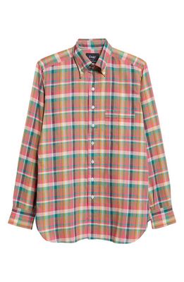 Drake's Madras Plaid Button-Down Shirt in Pink/Green