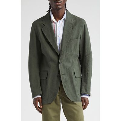 Drake's Mk. IV Check Cotton Madras Sport Coat in Green 