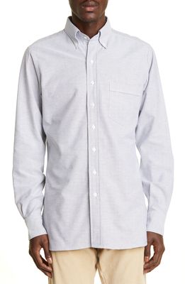 Drake's Oxford Cotton Button-Down Shirt in Grey